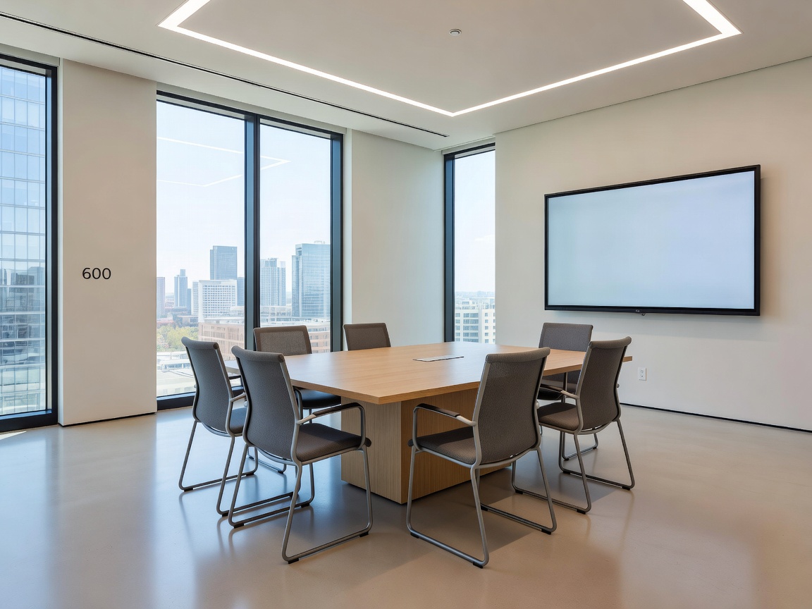 Clean architectural meeting space in our engineering office